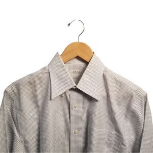 Enro Non Iron Long Sleeve White Multi Plaid Shirt Size 14.5 - 32/33  7 0297